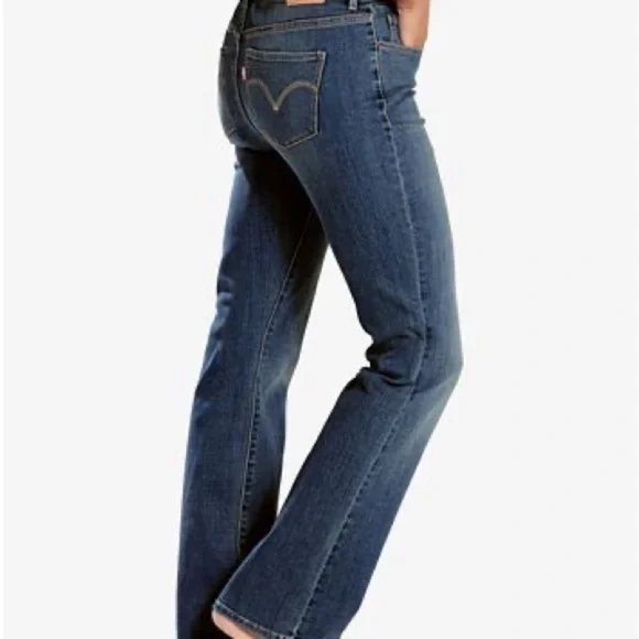 Levi’s Signature Gold Mid Rise Dark Denim Boot Cut Size 16 - Picture 2 of 7